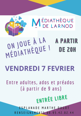 On joue à la médiathèque ! Vendredi 7 février à partir de 20h