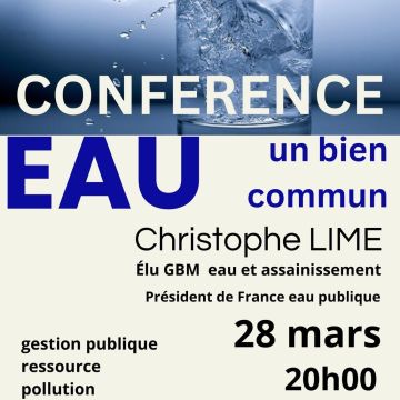 "L'eau, un bien commun" : conférence le vendredi 28 mars à Pugey