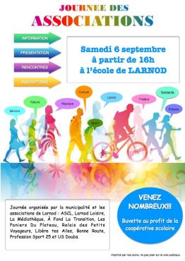 Journée des associations le samedi 6 septembre à partir de 16h