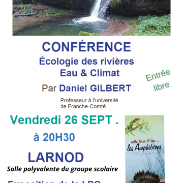 Conférence "Ecologie des rivières, Eau et Climat" par Daniel Gilbert, professeur à l'Université de Franche-Comté