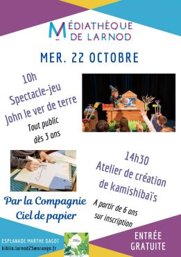 Spectacle-jeu "John le ver de terre"  par la Cie Ciel de papier
