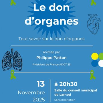 Conférence "Le don d'organes" jeudi 13 novembre