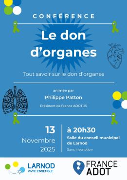 Conférence "Le don d'organes" jeudi 13 novembre