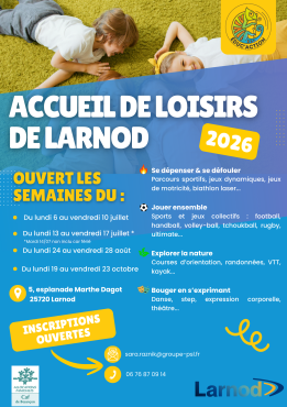 Accueil de loisirs de Larnod – Été 2026 : les inscriptions sont ouvertes !